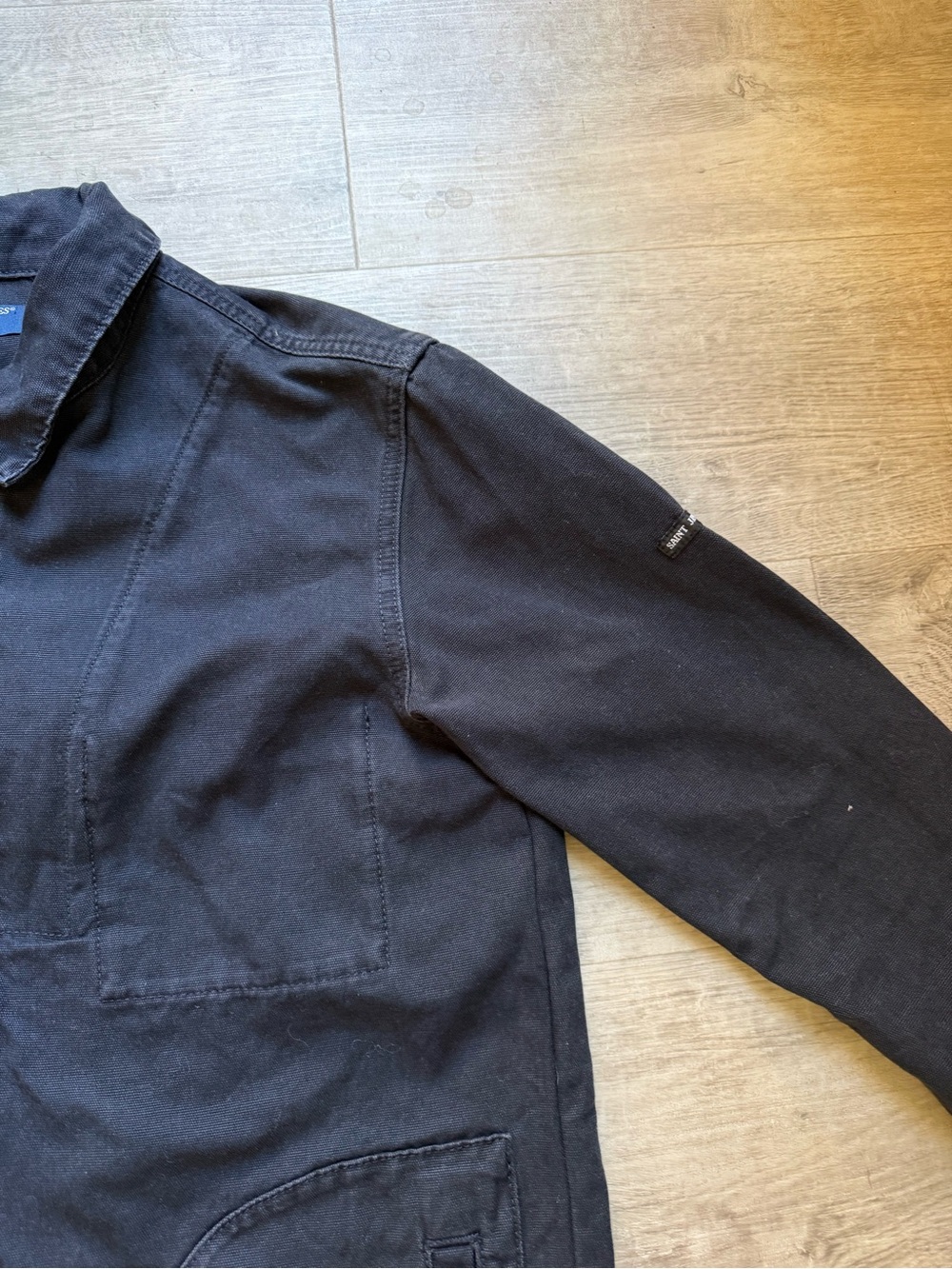 Saint James L’Atelier Full Zip 100% Cotton Canvas Black Jacket Size S - Picture 4 of 13